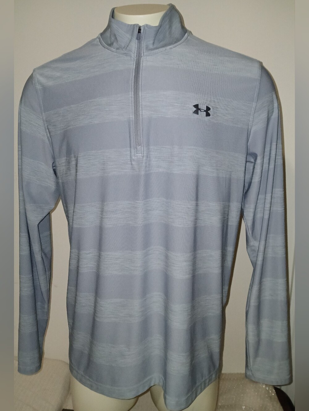 Under Armour Mens 1/4 Zip Loose Fit Performance Long Sleeve Stripe Shirt Large